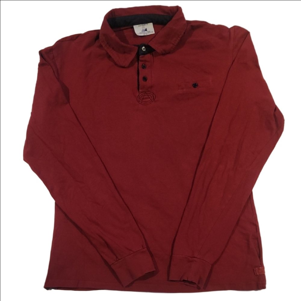 3/$20 Gioberti Classic Maroon Long Sleeve Polo Shirt